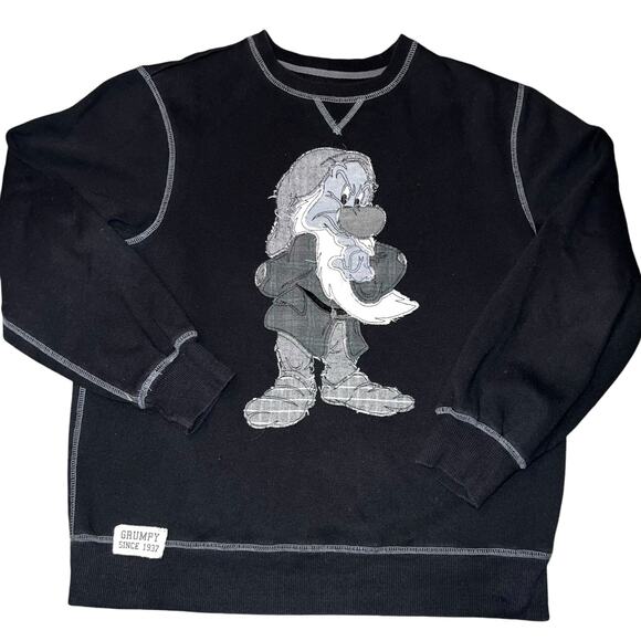 Disney Parks Grumpy Black Crewneck sweatshirt unisex size small seven dwarfs - Picture 1 of 8